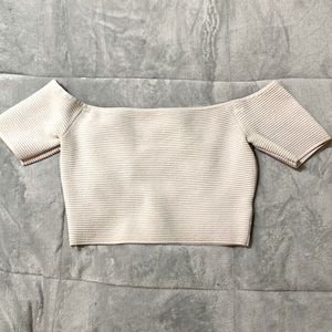 Off the shoulder crop top, cream color worn once. Super comfortable